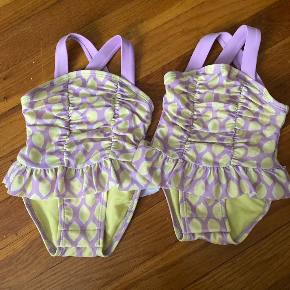 Twin baby girl swim suits 0-3 months